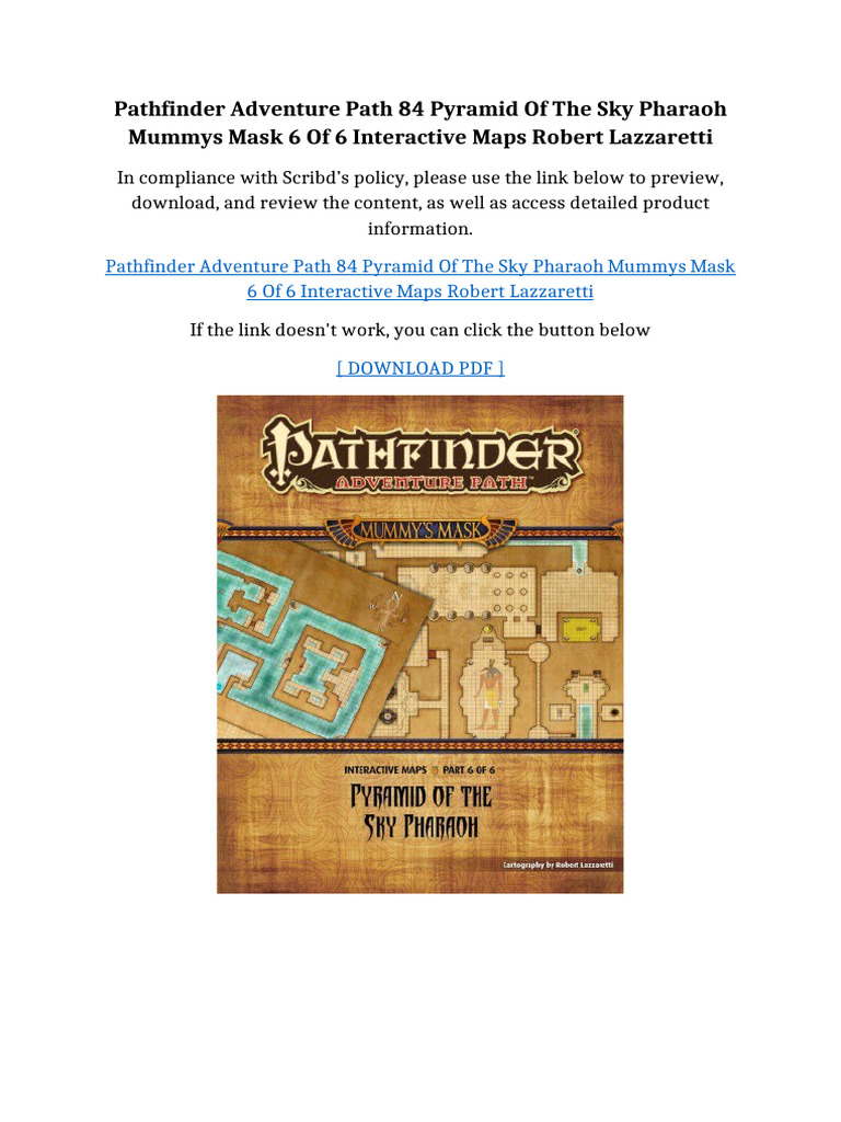 Pathfinder Adventure Path 84 Pyramid Of The Sky Pharaoh Mummys Mask 6 ...
