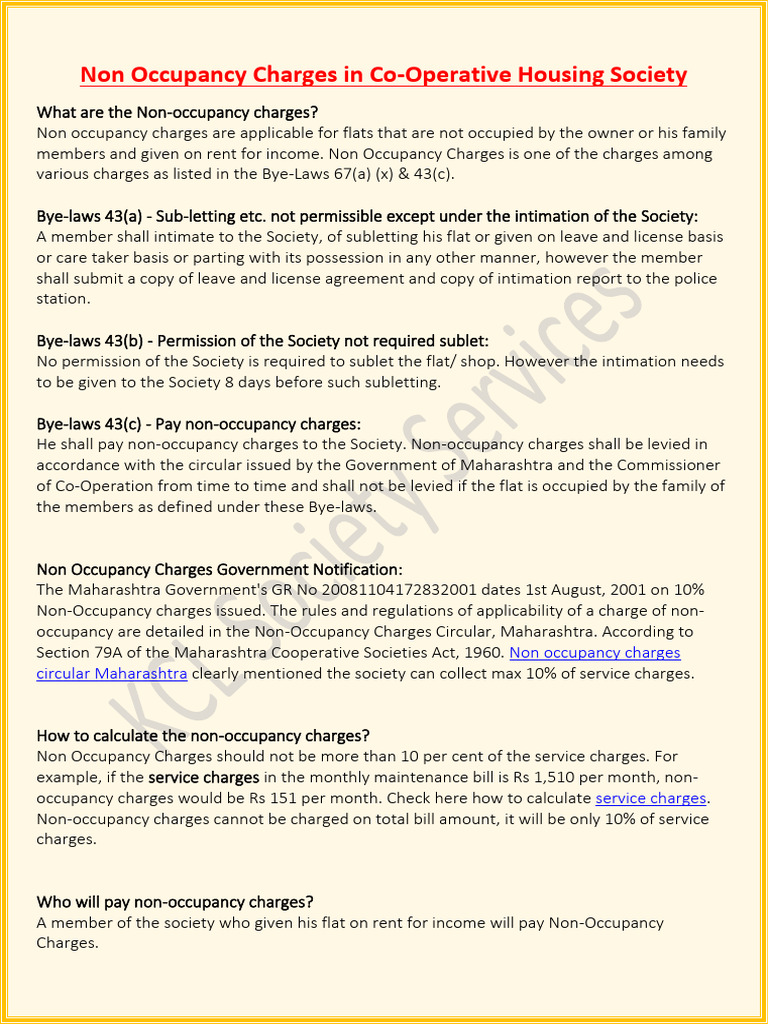 Non Occupancy Charges | PDF | Lease | Justice