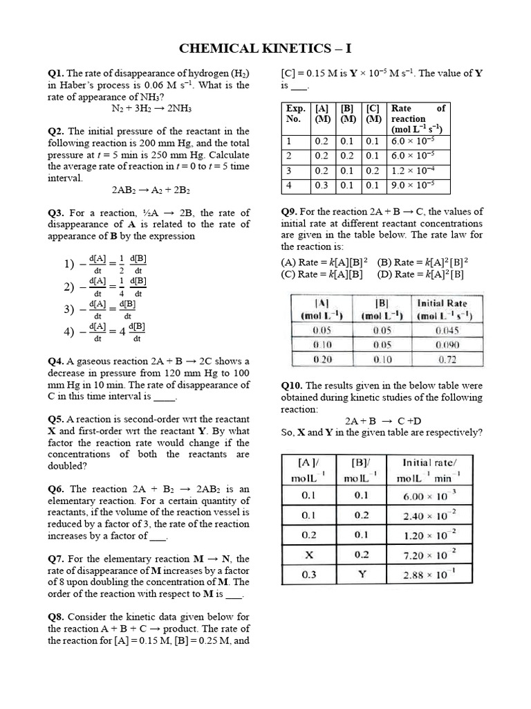 Chemical Kinetics - I | PDF | Chemical Kinetics | Reaction Rate
