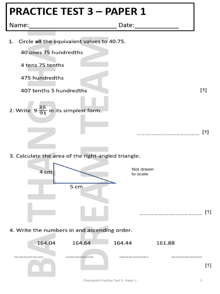 1.Practice Test 3 - Paper 1 | PDF
