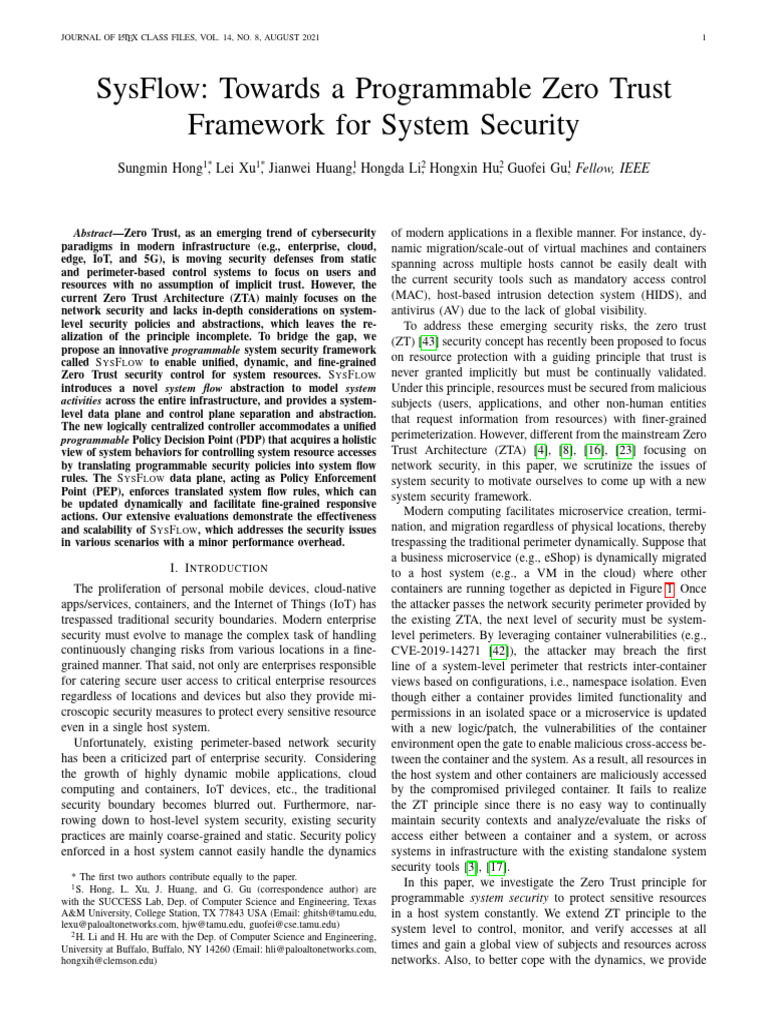 2021 SysFlow TIFS2023 | PDF | Computer Security | Security