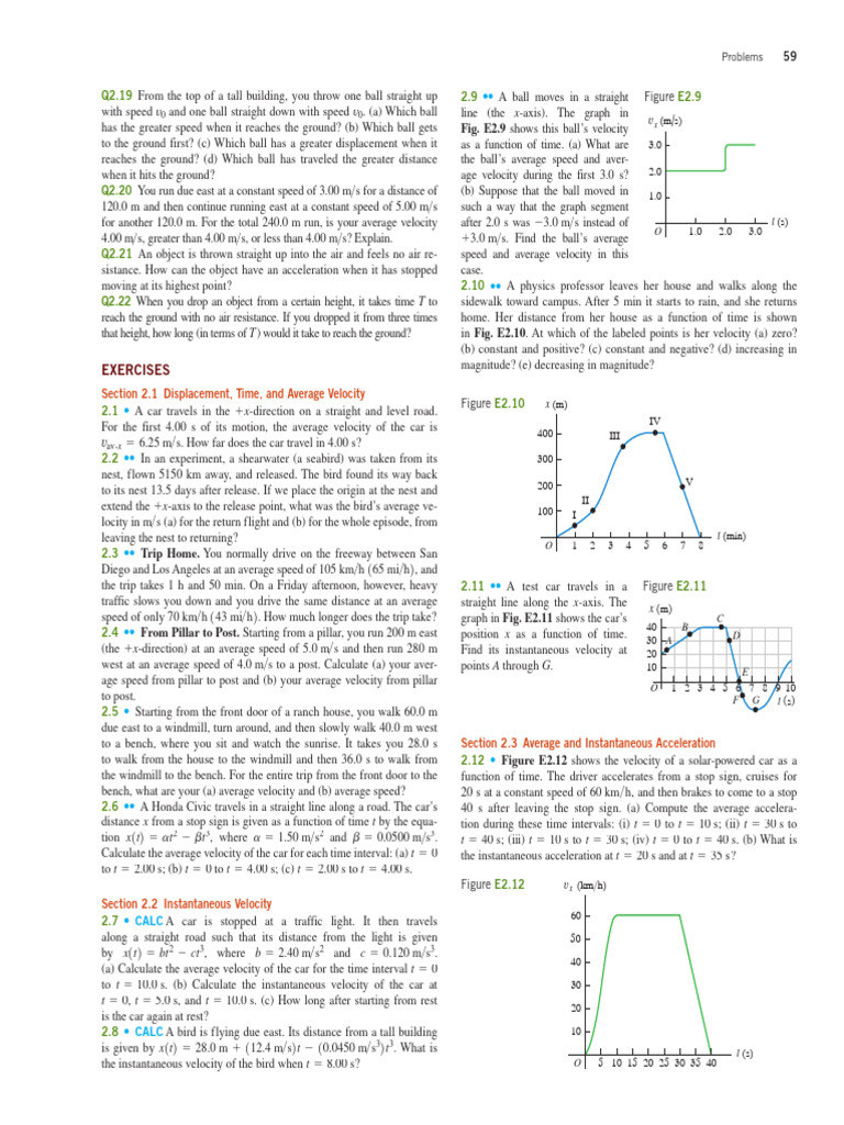 Chapter 2 (Book Questions) | PDF | Velocity | Acceleration