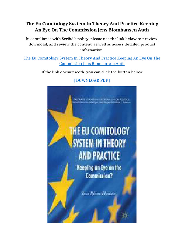 The Eu Comitology System In Theory And Practice Keeping An Eye On The ...