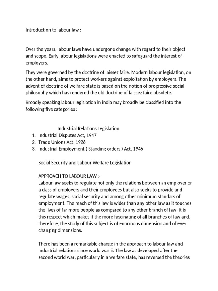Introduction To Labour Law | PDF