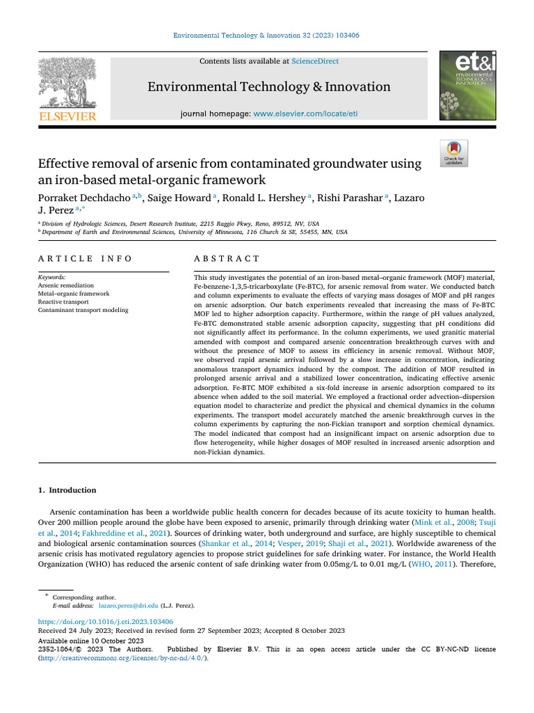 PDF 15 (Effective removal of arsenic from contaminated groundwater ...