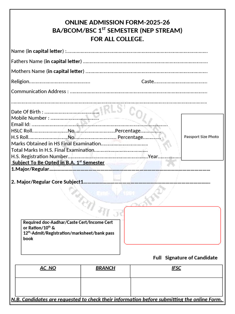Ba Online Reg Form | PDF