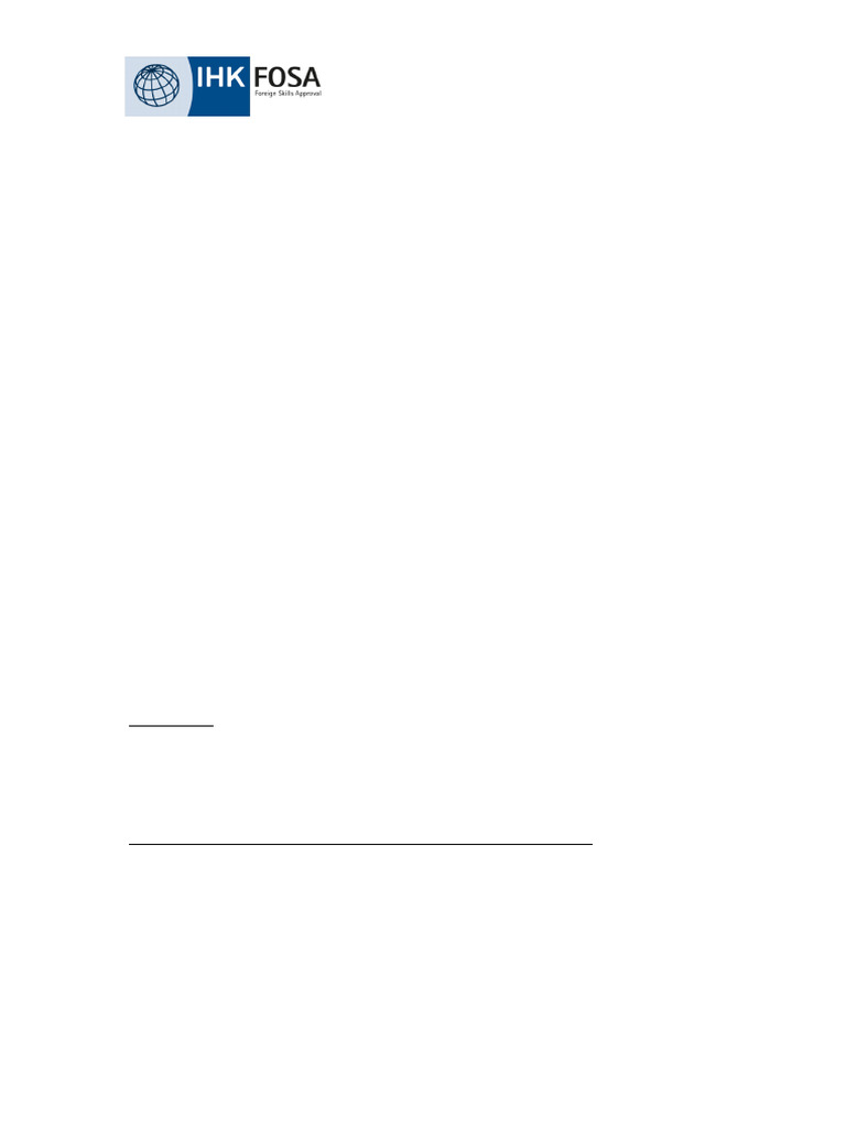 IHK Foreign Skills Approval (IHK FOSA) | PDF