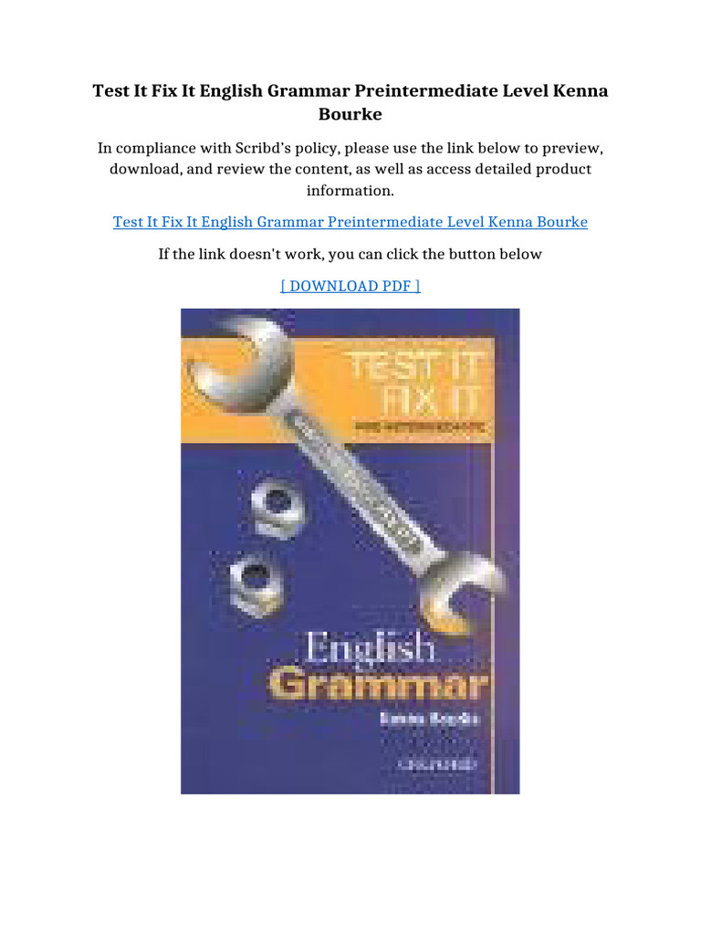 Test It Fix It English Grammar Preintermediate Level Kenna Bourke | PDF ...