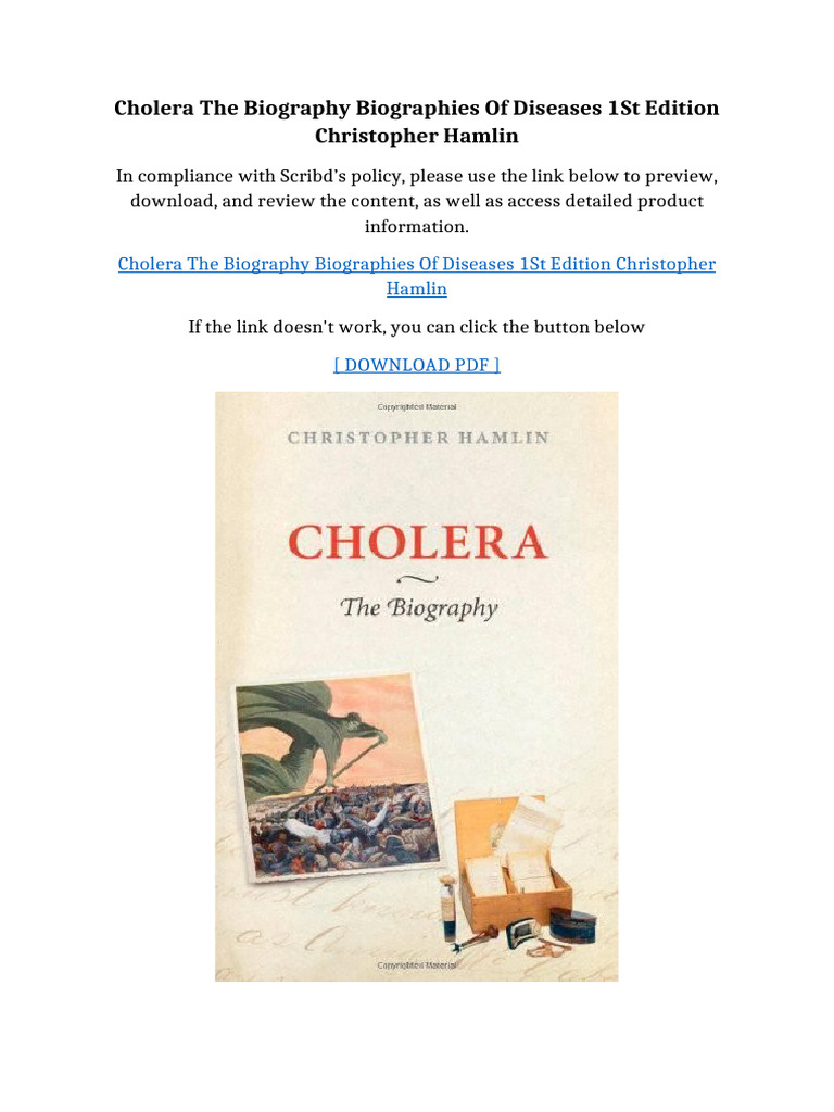 Cholera The Biography Biographies Of Diseases 1st Edition Christopher ...