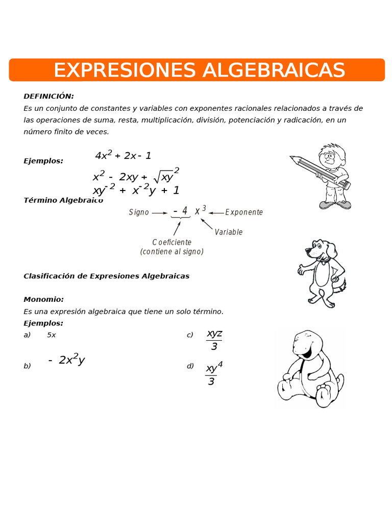 Ejercicios de Expresiones Algebraicas | PDF | Matemática Elemental ...