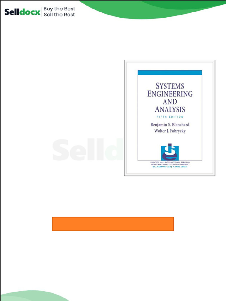 Solution Manual For Systems Engineering and Analysis 5th Edition by ...