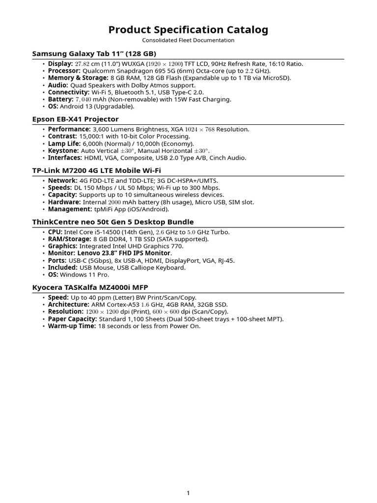 Updated Device Catalog | PDF
