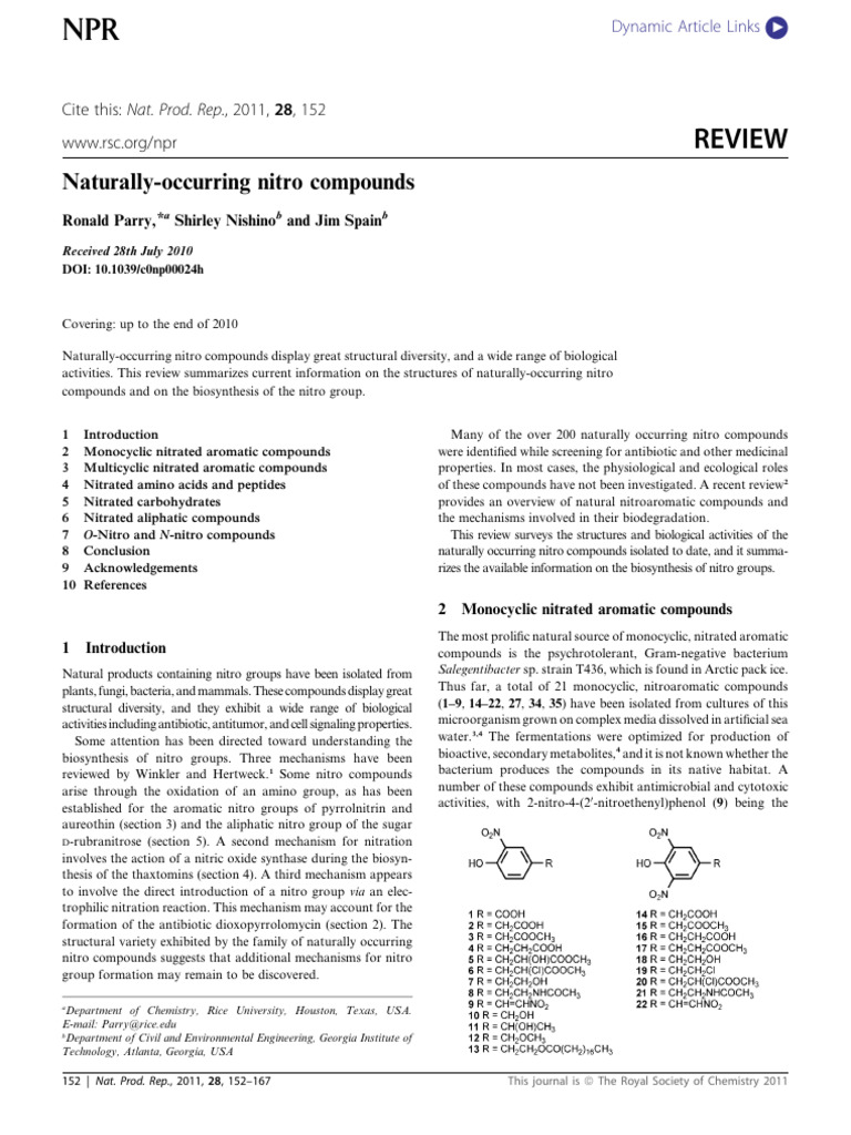Naturally-occurring Nitro Compounds | PDF