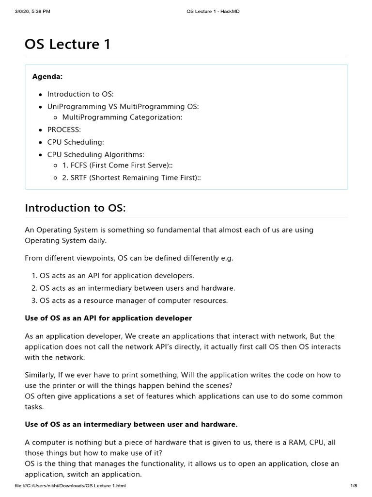 OS Lecture 1 - 1-2 | PDF | Operating System | Process (Computing)
