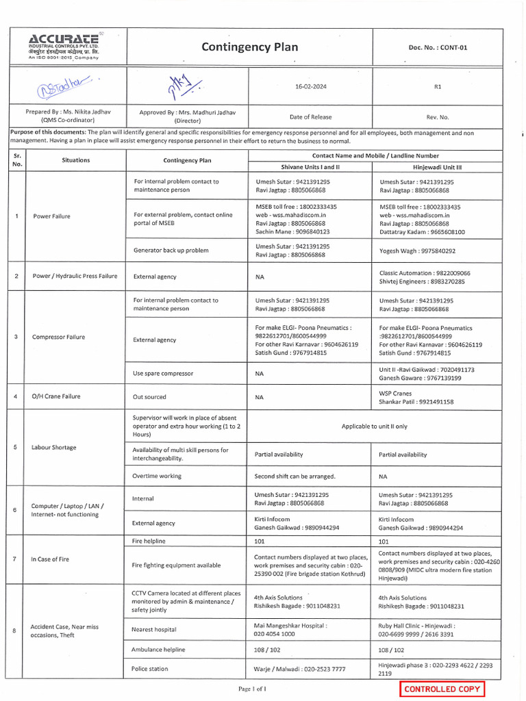 7 Contigency Plan | PDF