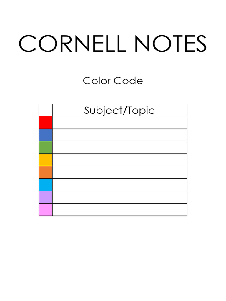 Cornell Notes Color Coded | PDF
