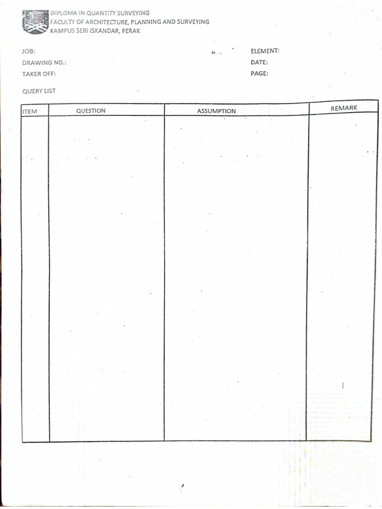 Query List Template | PDF
