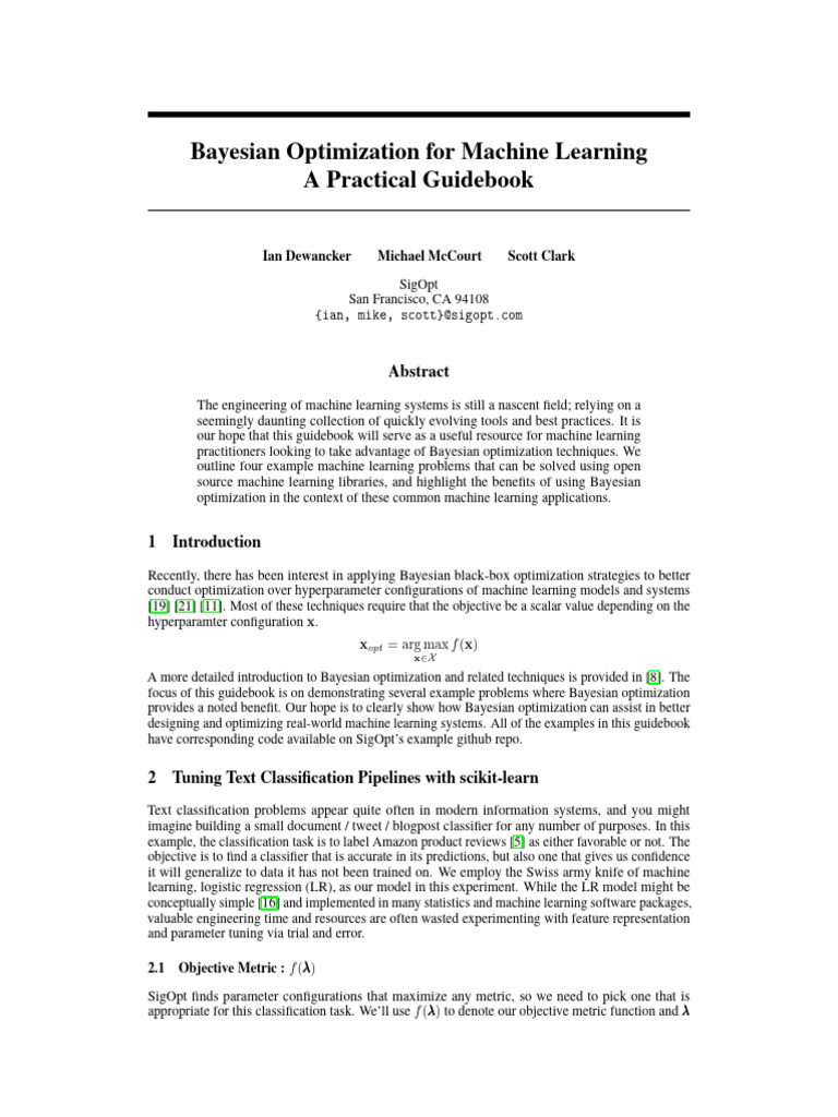 Bayesian Optimization For ML | PDF | Cross Validation (Statistics ...