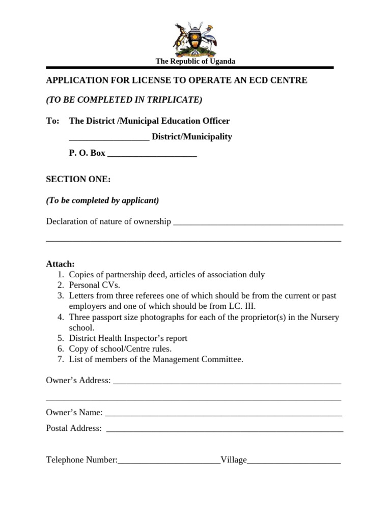 Ecd Application Form For License | PDF