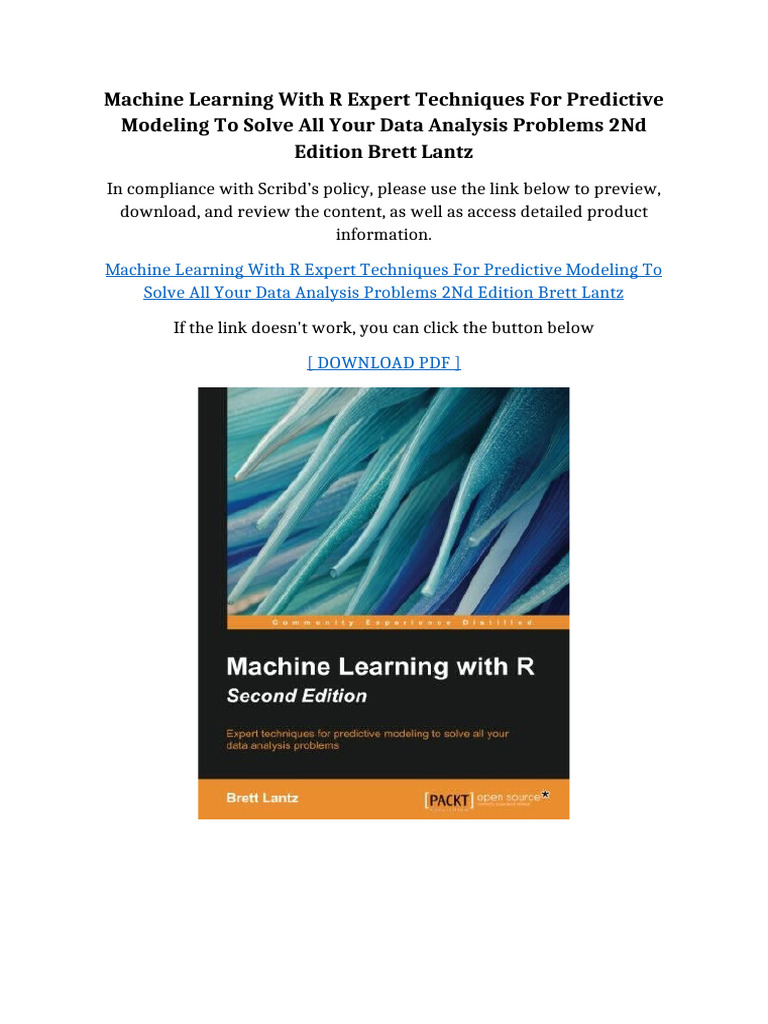 Machine Learning with R Expert Techniques for Predictive Modeling to ...