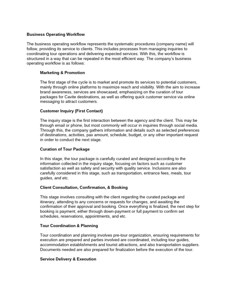 Business Operating Workflow | PDF | Customer | Performance Appraisal