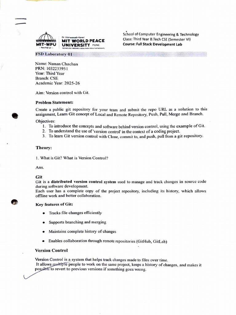 Assignment 01 FSDL NamanChachan | PDF | Version Control | Source Code