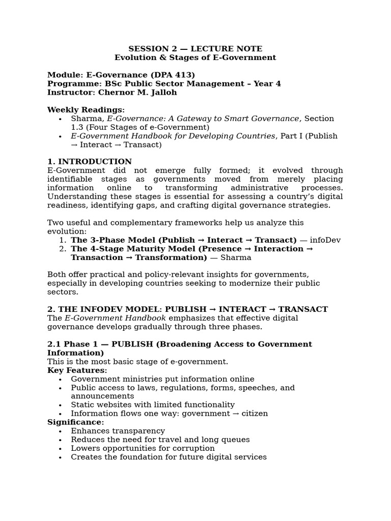 SESSION 2 -Lecture Note 2 | PDF | E Government | Computing