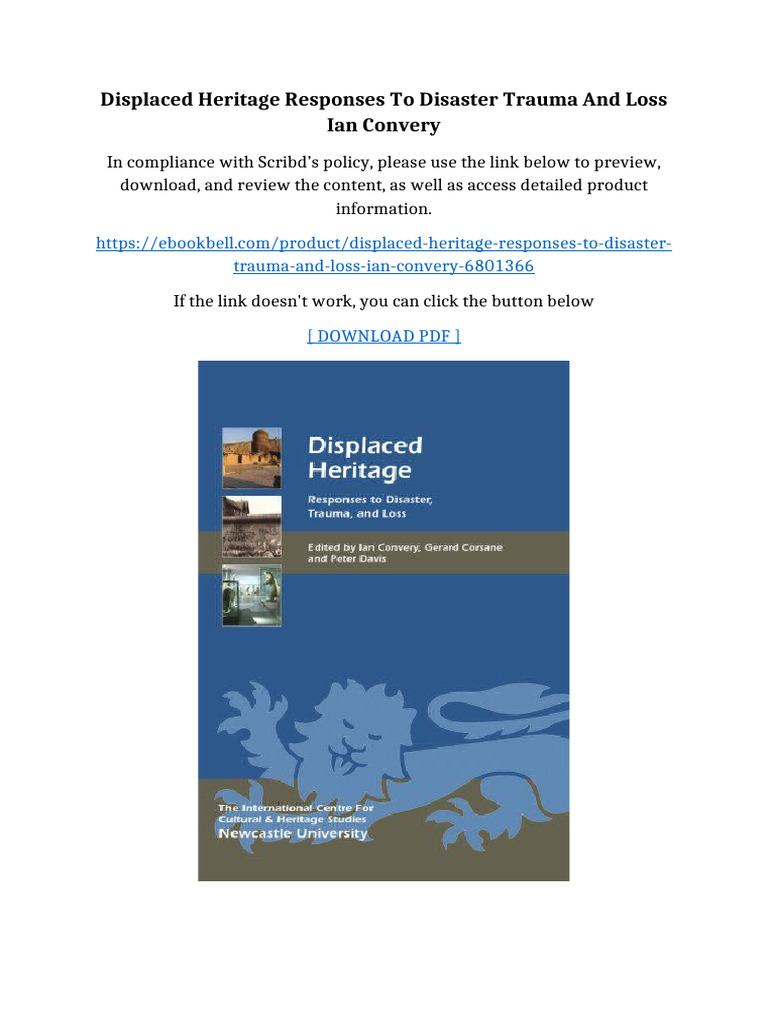 Displaced Heritage Responses To Disaster Trauma and Loss Ian Convery | PDF