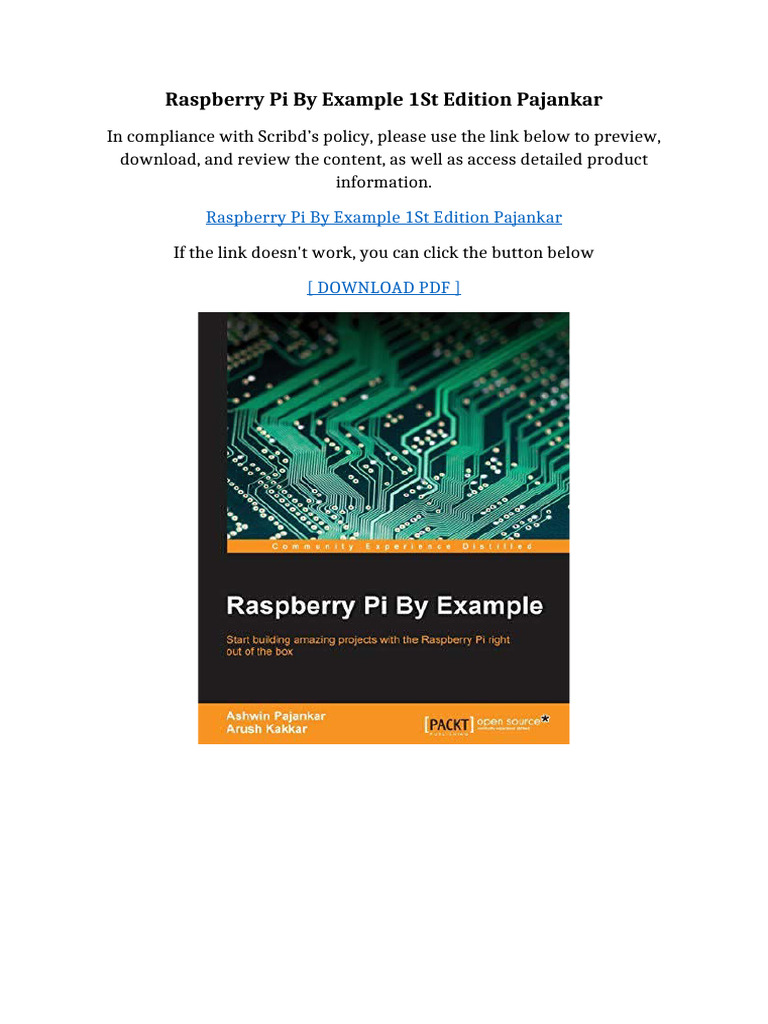 Raspberry Pi by Example 1st Edition Pajankar | PDF | Textbook | Qr Code