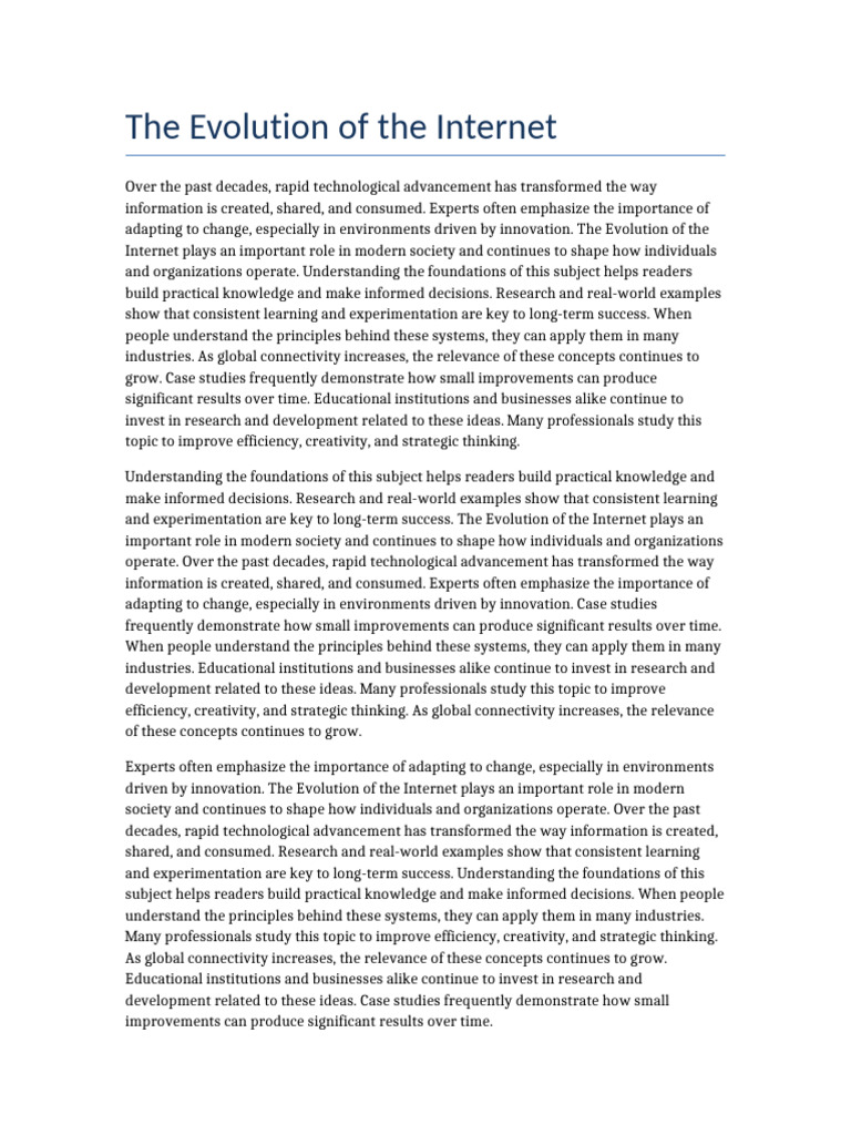 The Evolution of The Internet | PDF | Innovation | Creativity