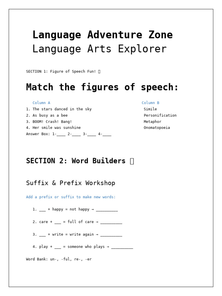 Language Adventure Zone | PDF | Language Mechanics | Linguistic Morphology