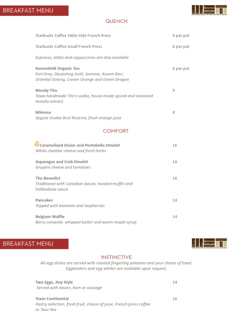 Grand Met Menus | PDF | Sushi | Salad