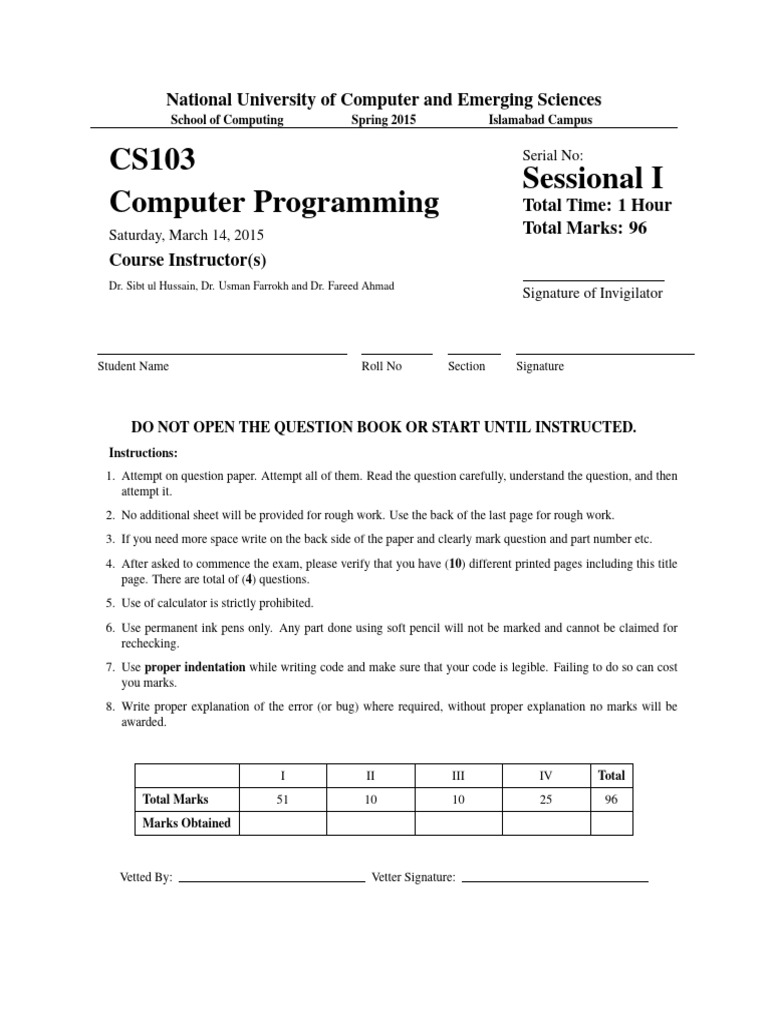 Comp Prog Sessional-I Spring-2015 | PDF | Computer Science | Computer ...