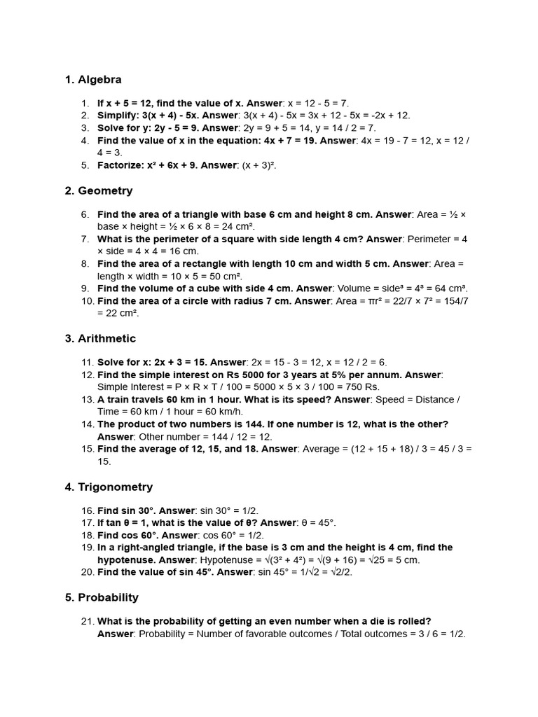 UP Board 10th Class Math Important Questions With Answers (Past 10 ...