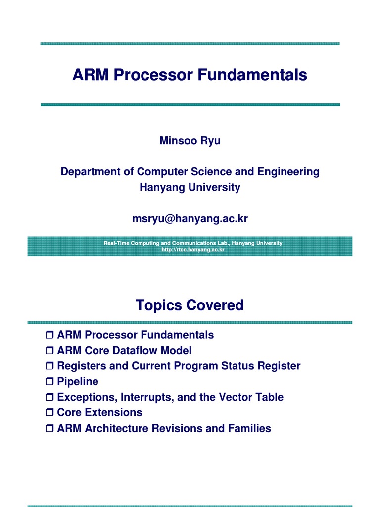 02 ARM Processor Fundamentals Arm Architecture Instruction Set