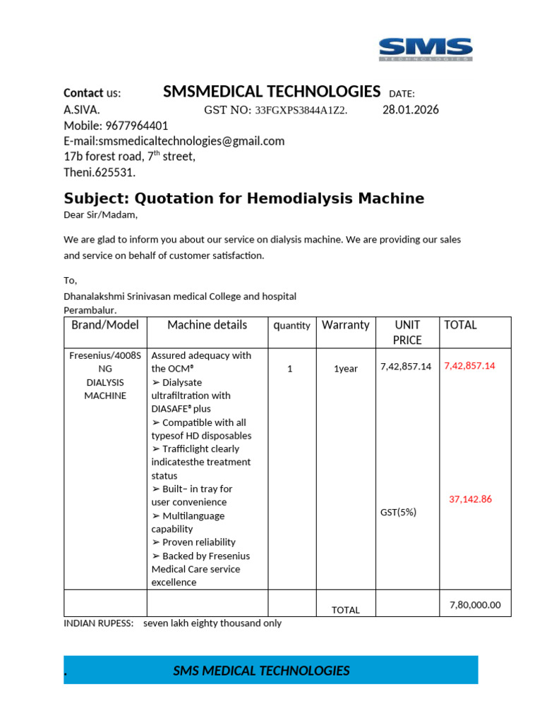 Ds Machine Quotation | PDF