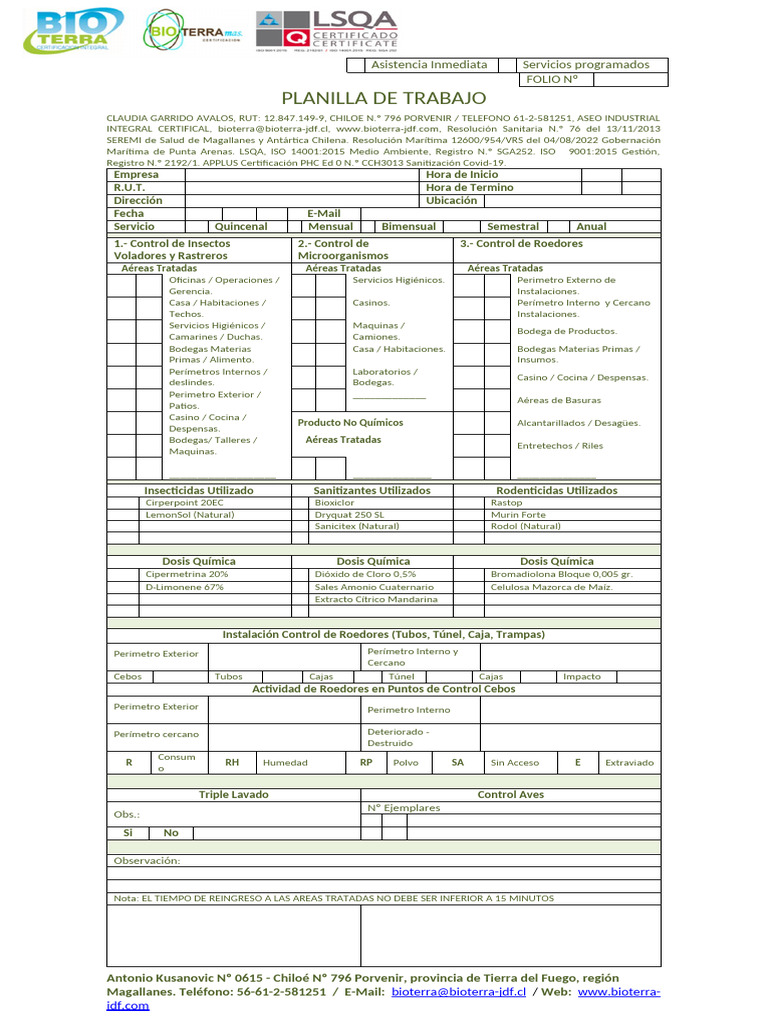 Formulario Planilla de Trabajo 2.1 | PDF