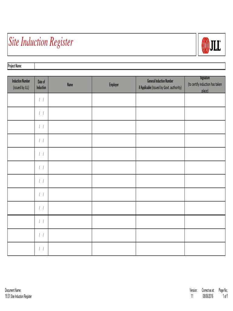 19.31 Site Induction Register, (1) (1) | PDF