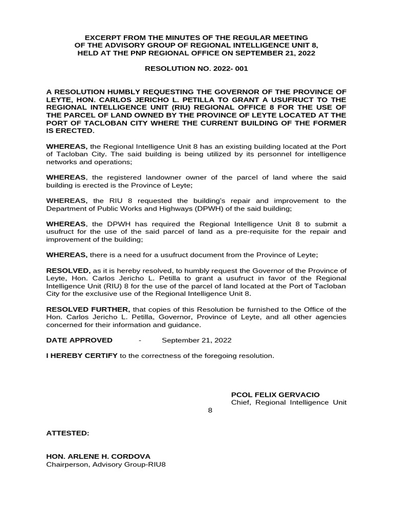 Advisory Group Resolution - Revised | PDF