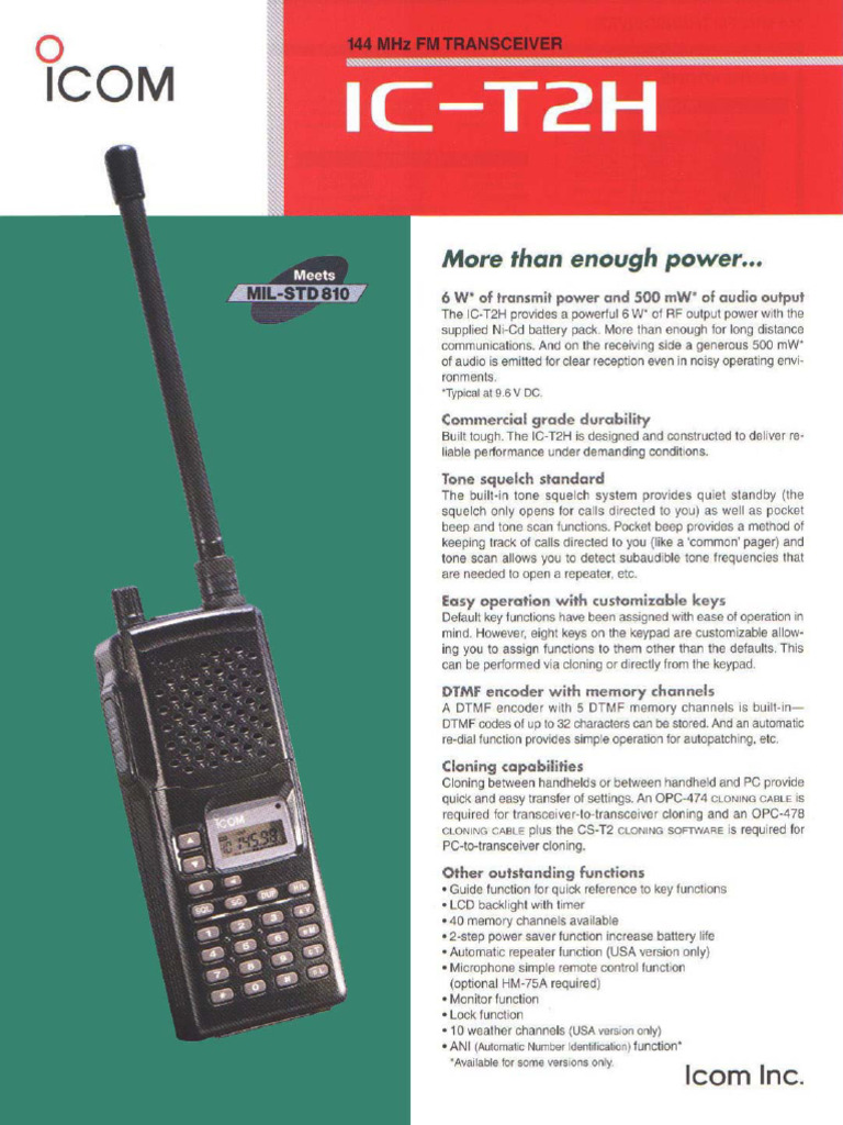 ICOM IC T2H User Manual | PDF
