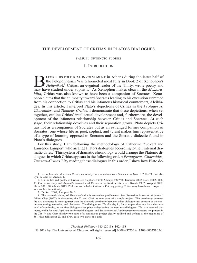 The Development of Critias in Plato’s Dialogues -- Flores, Samuel ...
