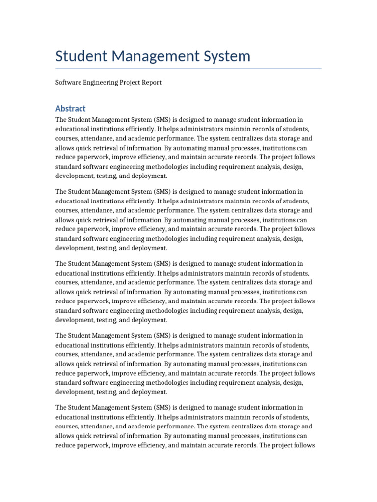 Student Management System Project Report | PDF | Data | Information ...