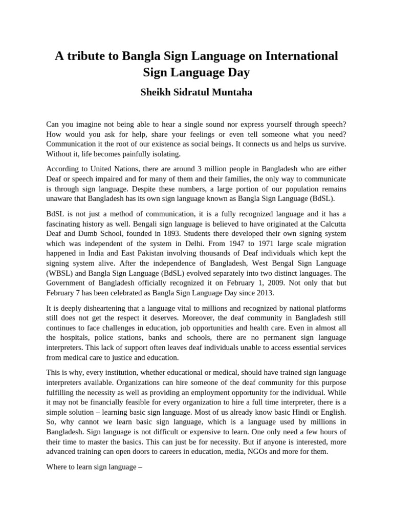 A Tribute To Bangla Sign Language On International Sign Language Day ...