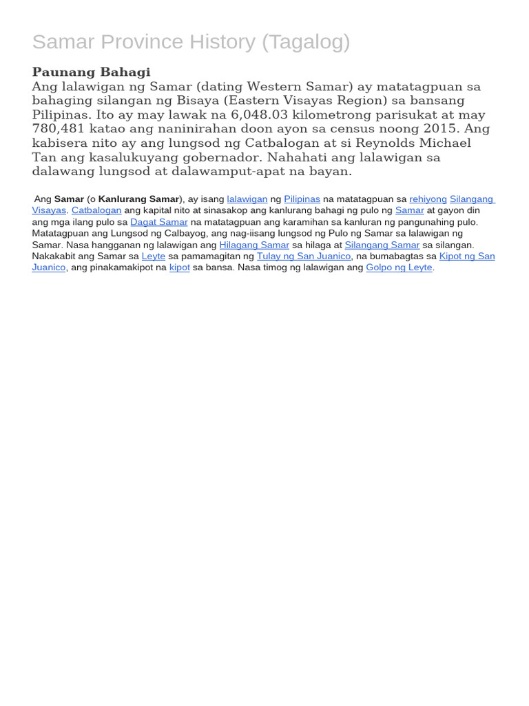 Samar Province History | PDF