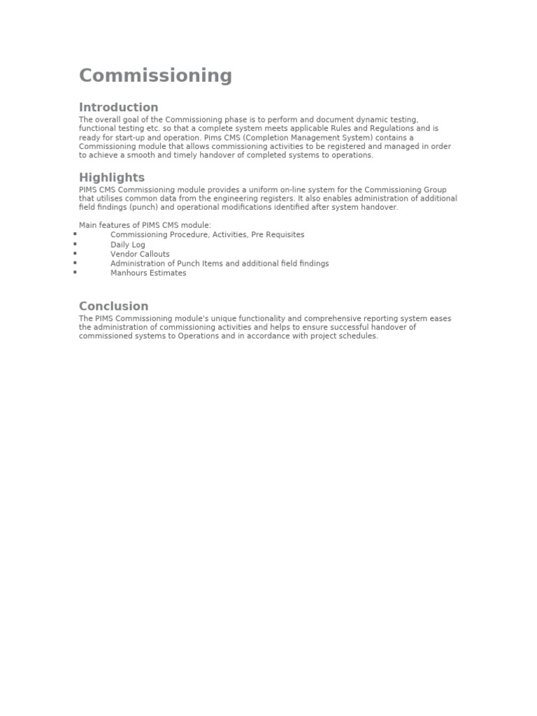 Commissioning | PDF