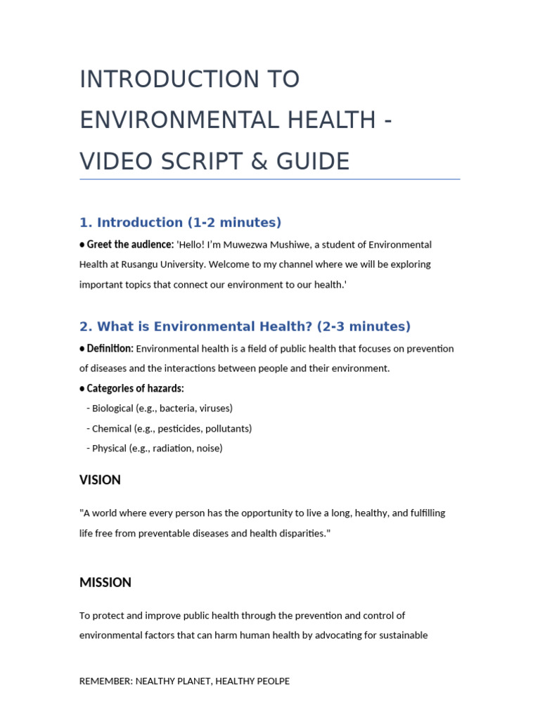 Introduction To Environmental Health | PDF | Environmental Health | Hazards