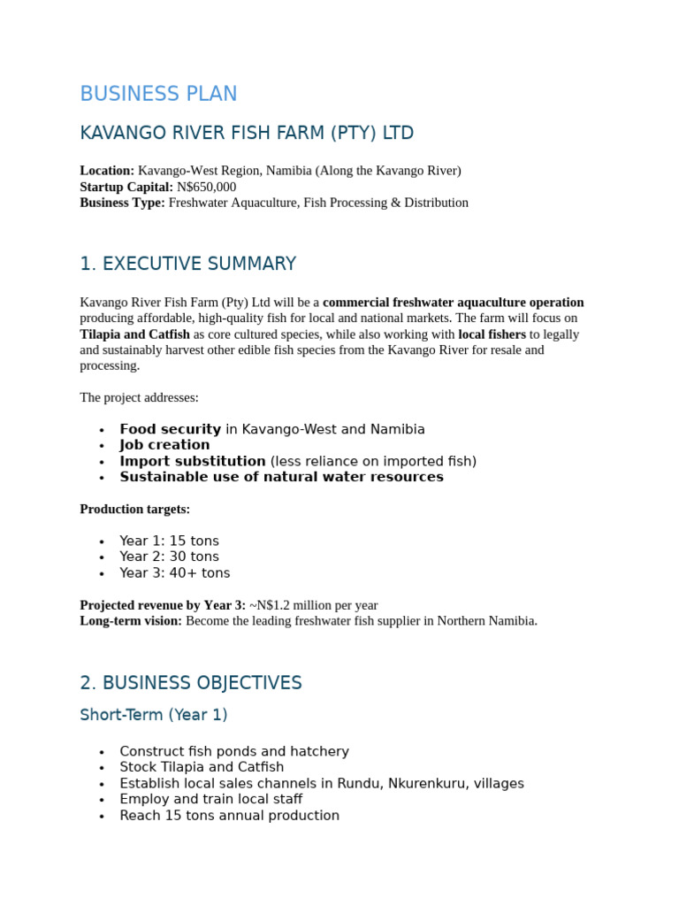 Fish Farming Business Plan | PDF | Aquaculture | Fish