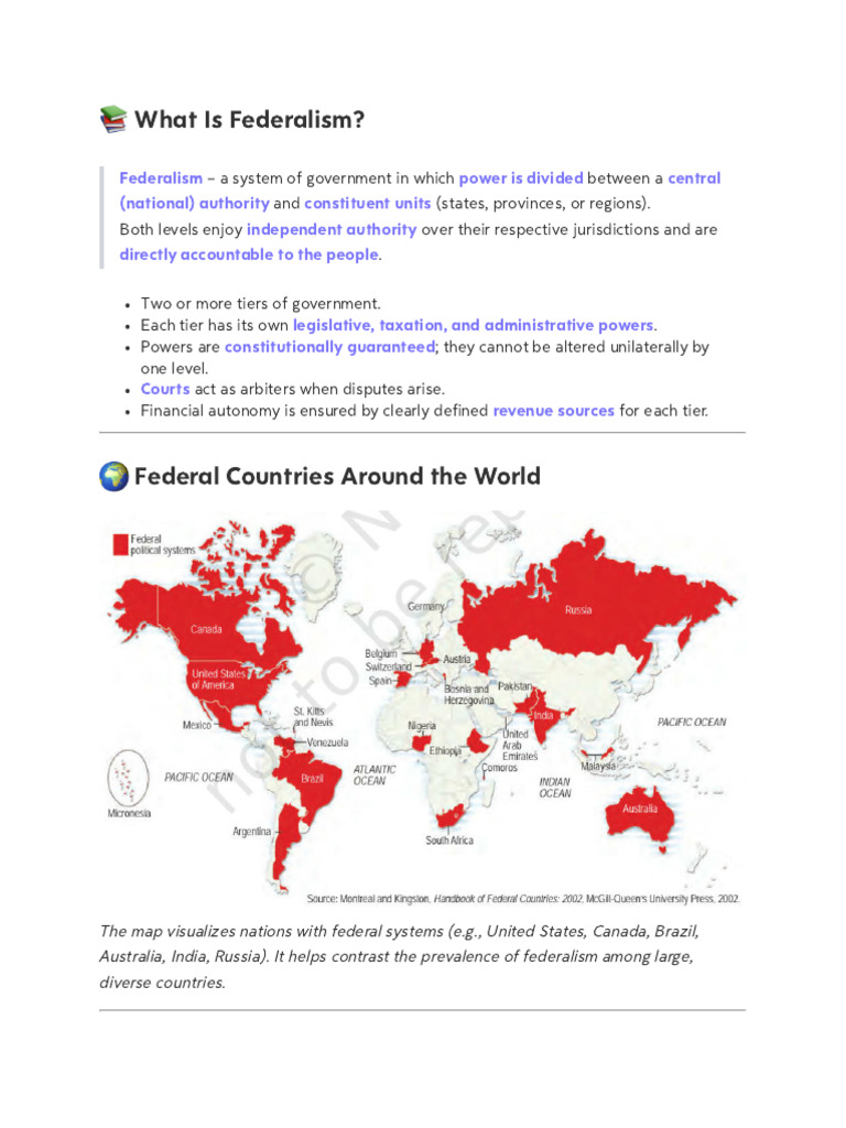 Federalism Basics and India's Structure | PDF | Federation | Federalism