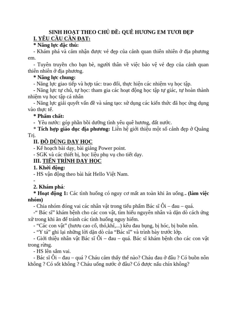 Nháp Sinh Hoạt Theo Chủ Đề | PDF