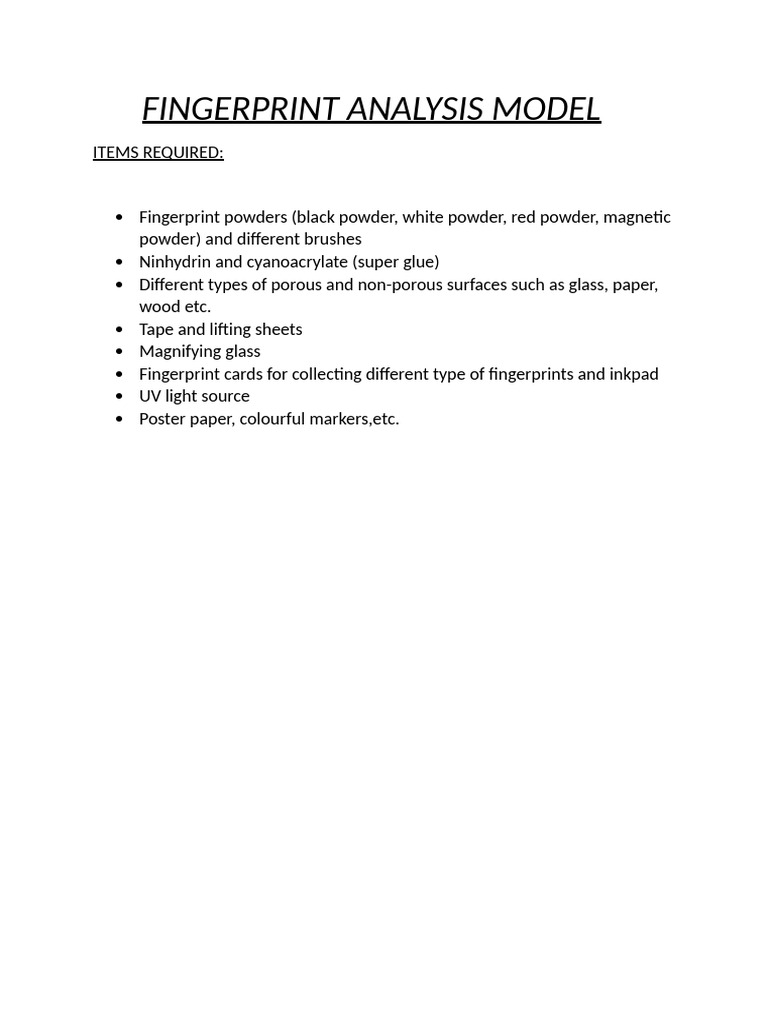 Fingerprint Analysis Model | PDF